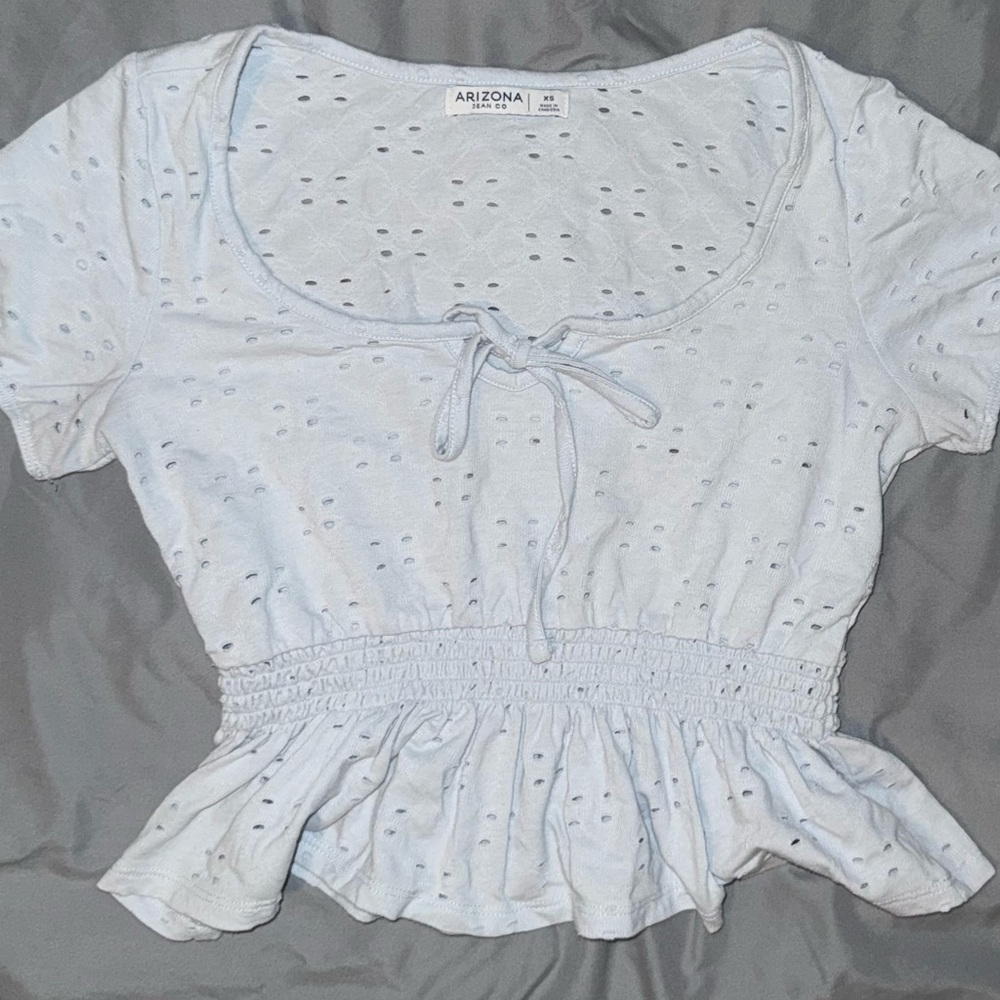 Arizona Jean Company Women's Sky Blue Eyelet Blouse